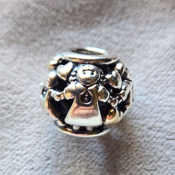 Two Toned Family Forever Pandora Charm in Sterling Silver with 14K Gold Hearts - Picture 3 of 10